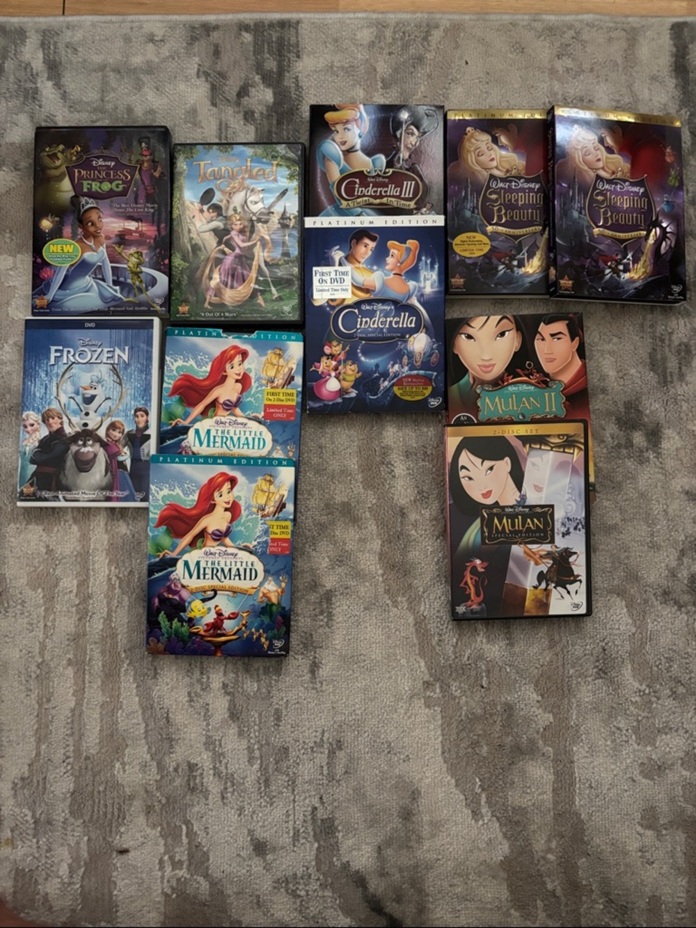 Lot of 11 Disney Classic VHS/DVD Cases - Ariel, Cinderella, Mulan, Frozen & More